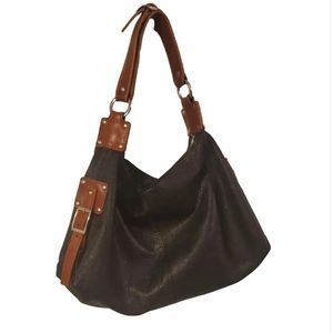 Vintage Valentina Black Hobo Leather Handbag With Brown Leather Strap READ BELOW